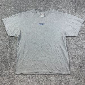 Vintage Nike‎ Center Logo Shirt Mens Large Gray Spell Out Big Logo Swoosh 90s